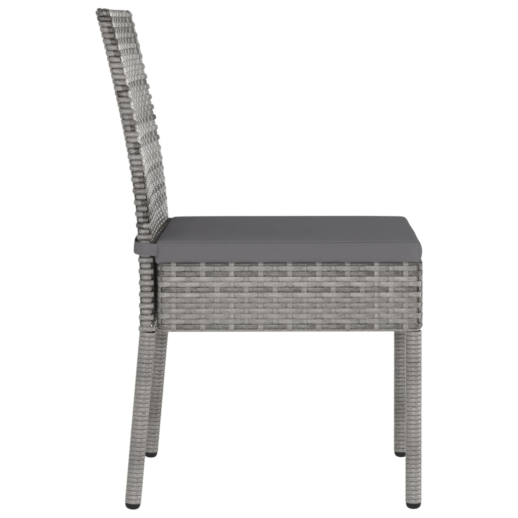 4-Piece Grey Poly Rattan Garden Dining Chairs Set