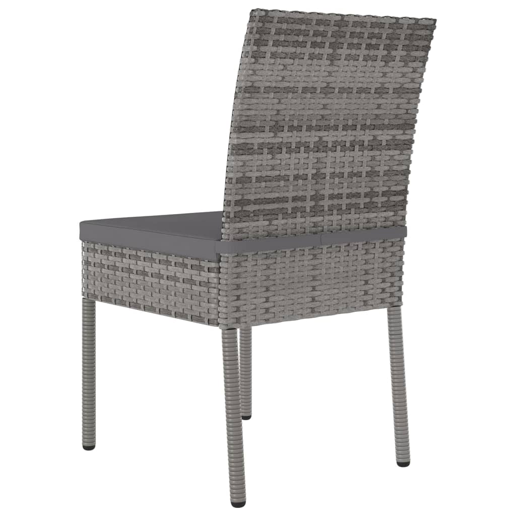 4-Piece Grey Poly Rattan Garden Dining Chairs Set