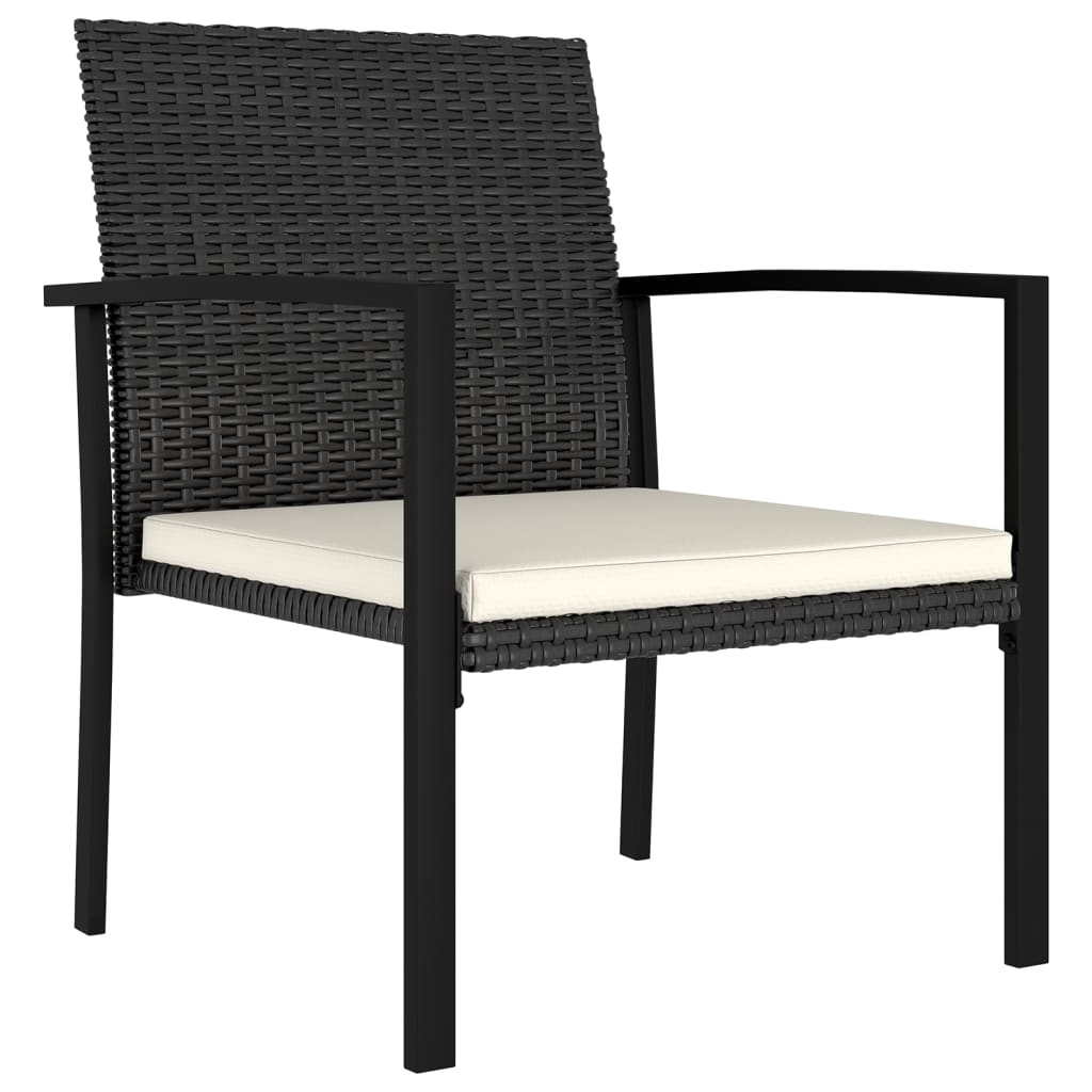 Elegant Black Poly Rattan Garden Dining Chairs, Set of 2
