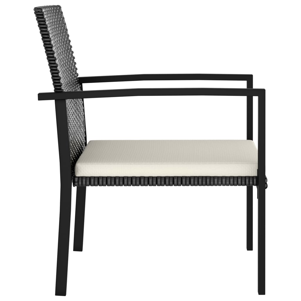 Elegant Black Poly Rattan Garden Dining Chairs, Set of 2