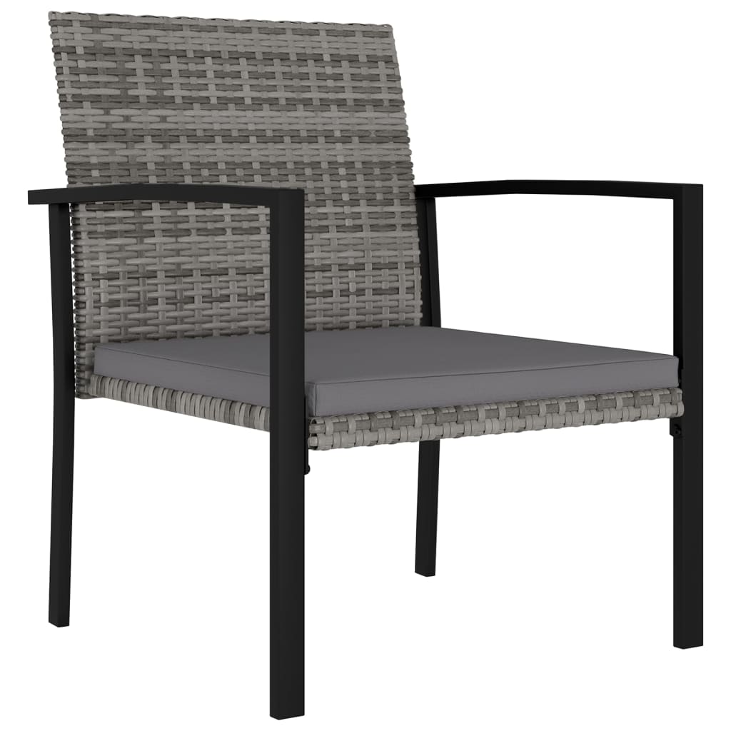 4-Piece Poly Rattan Garden Dining Chairs - Grey