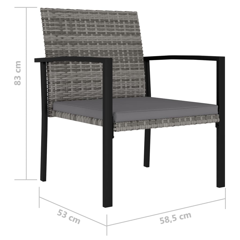 4-Piece Poly Rattan Garden Dining Chairs - Grey