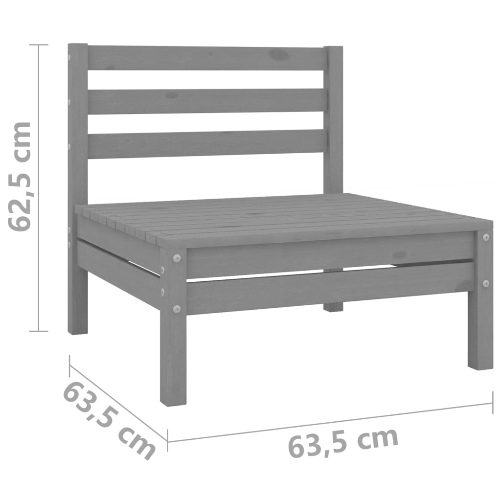 Grey Solid Pinewood 2-Seater Garden Sofa - Stylish & Durable