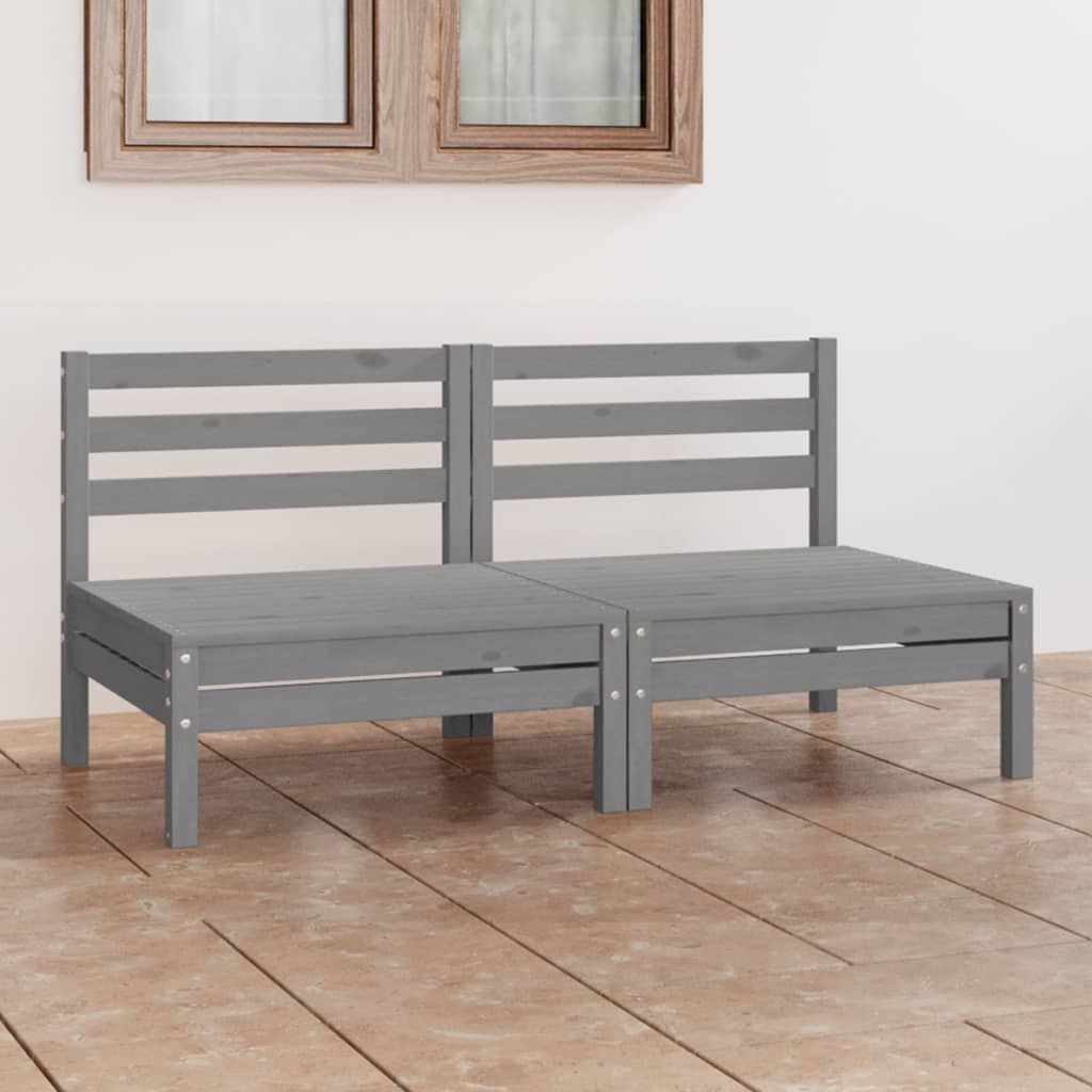 Grey Solid Pinewood 2-Seater Garden Sofa - Stylish & Durable