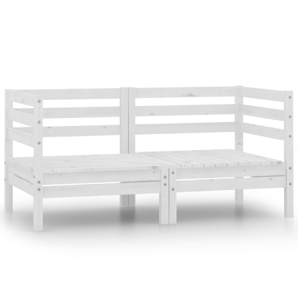 White Solid Pinewood Garden 2-Seater Sofa for Elegant Outdoor Comfort