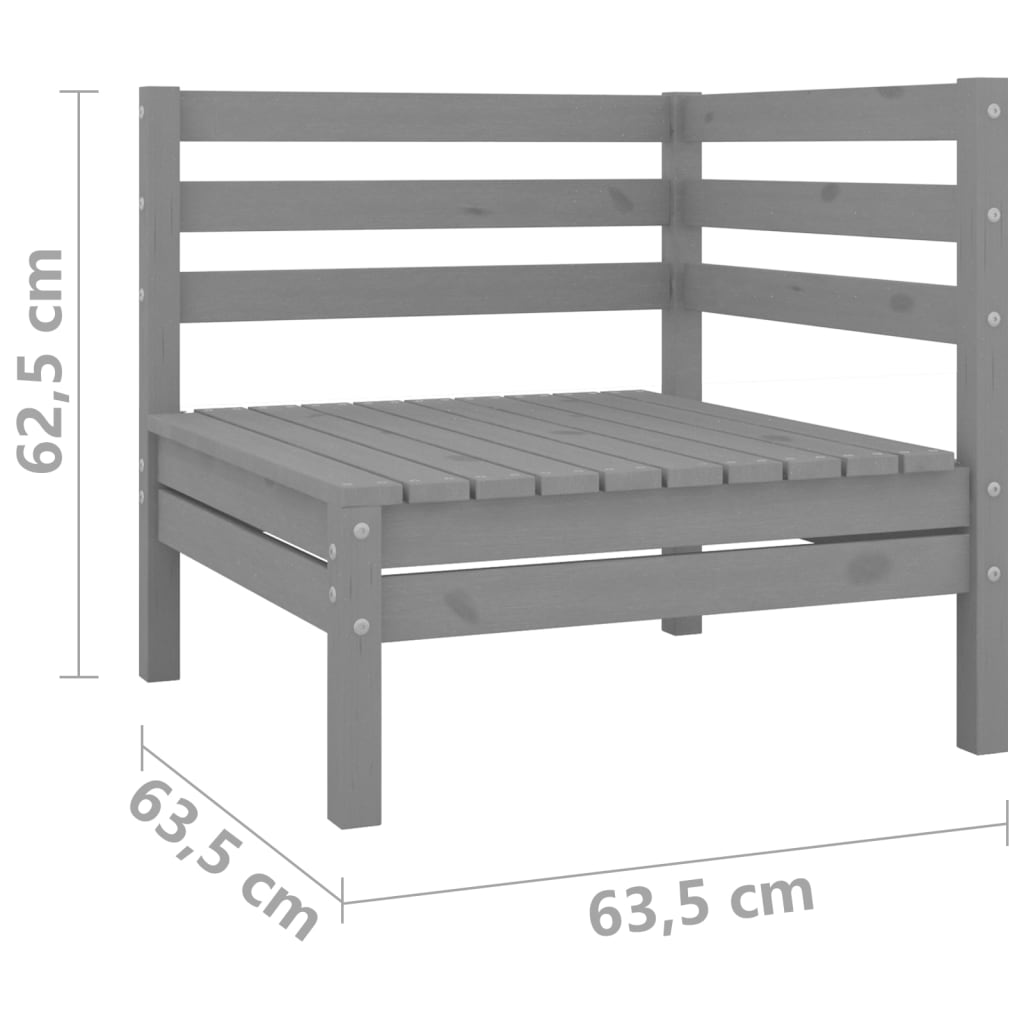 Grey Solid Pinewood Garden 2-Seater Sofa - Stylish & Durable