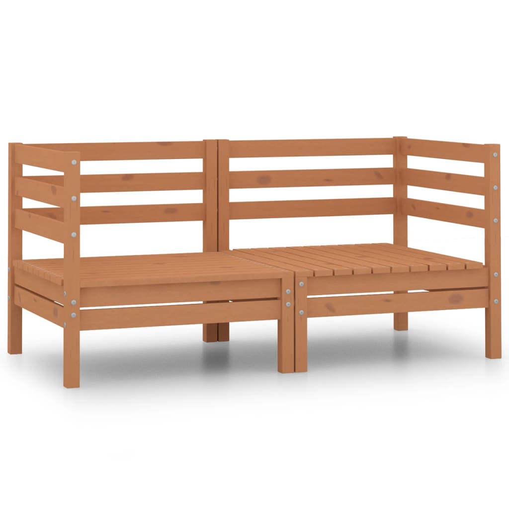 Honey Brown Solid Pinewood 2-Seater Garden Sofa
