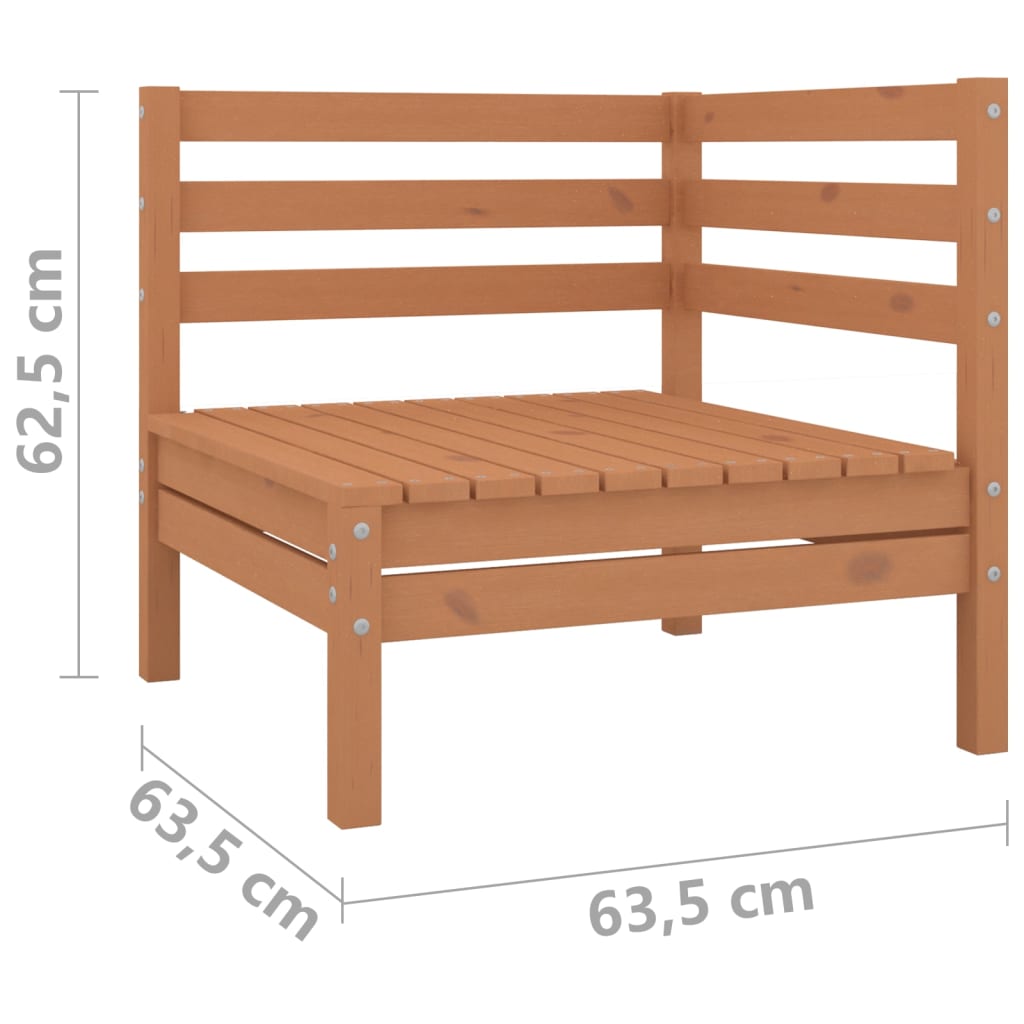 Honey Brown Solid Pinewood 2-Seater Garden Sofa