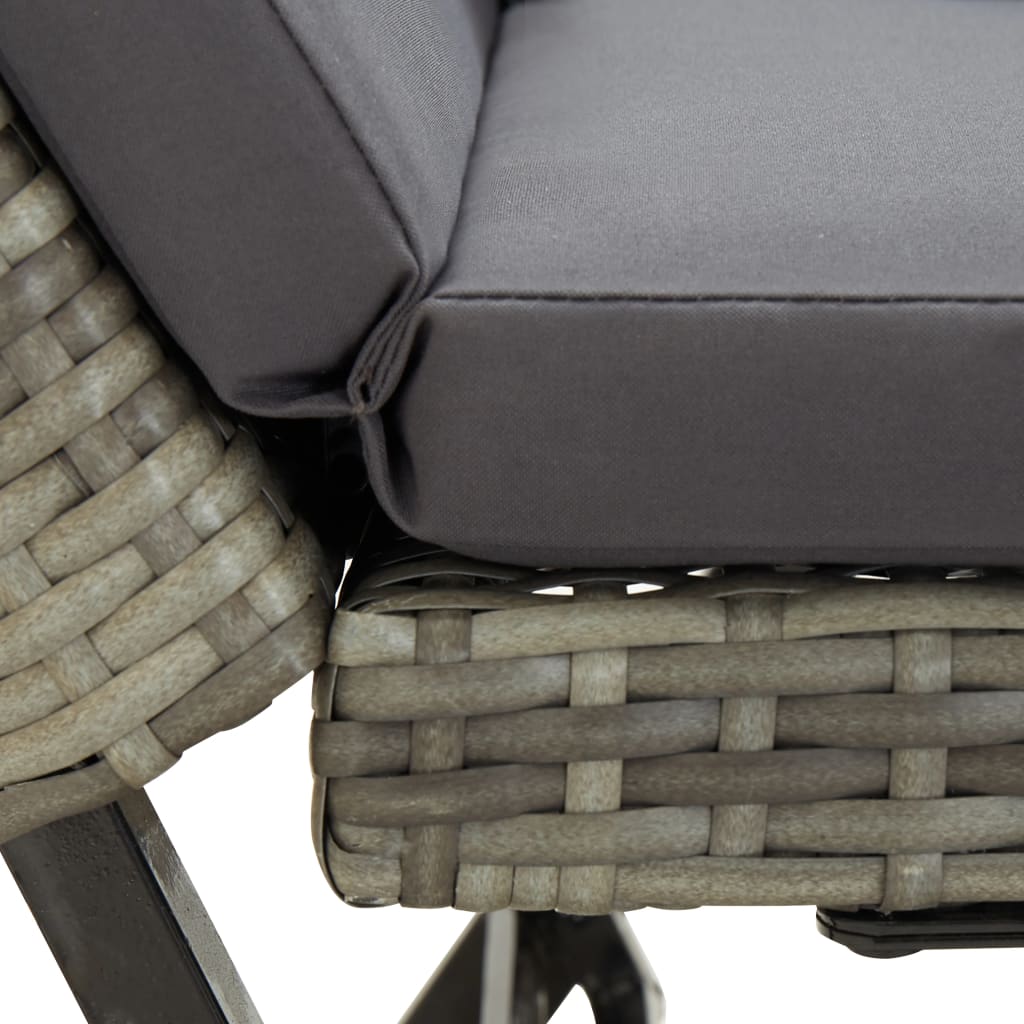 Grey Poly Rattan Garden Bench with Cushions - 176 cm Stylish Seating