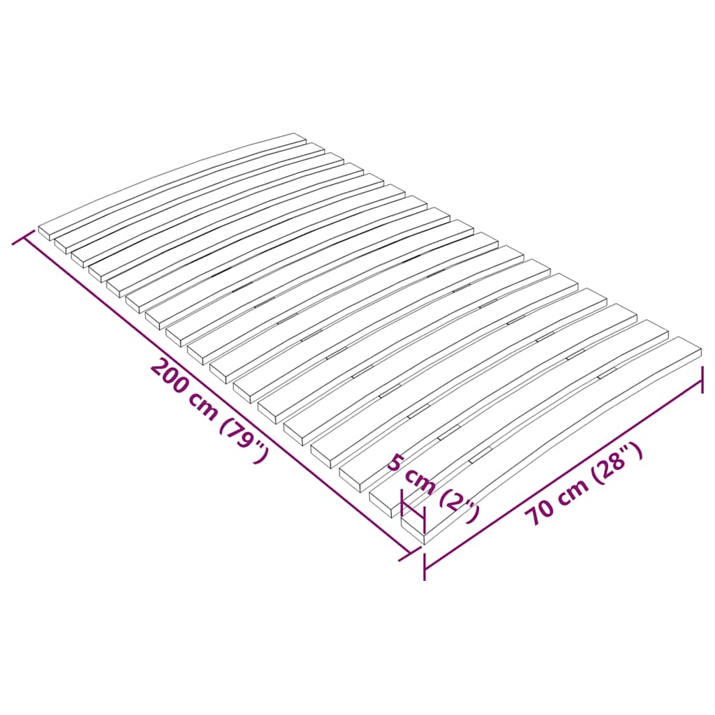Slatted Bed Base with 17 Slats 70x200 cm