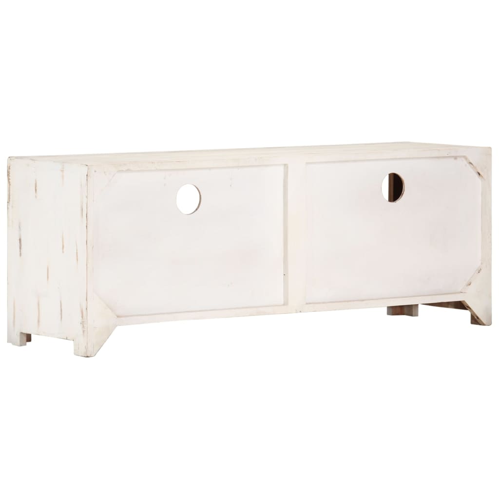 TV Cabinet Solid Wood Acacia 110x30x40 cm White