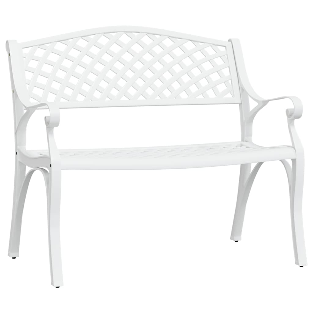 Elegant White Cast Aluminium Garden Bench, 102 cm Durable Design
