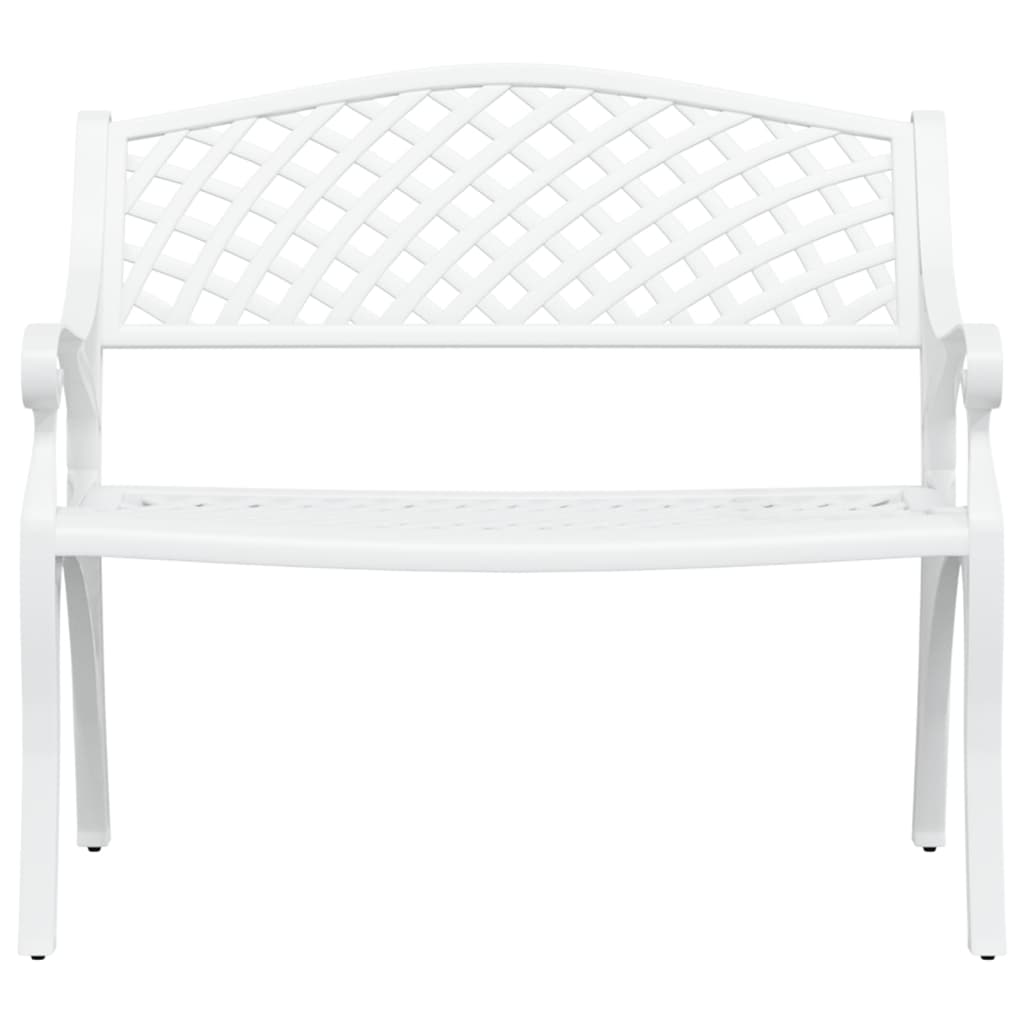 Elegant White Cast Aluminium Garden Bench, 102 cm Durable Design