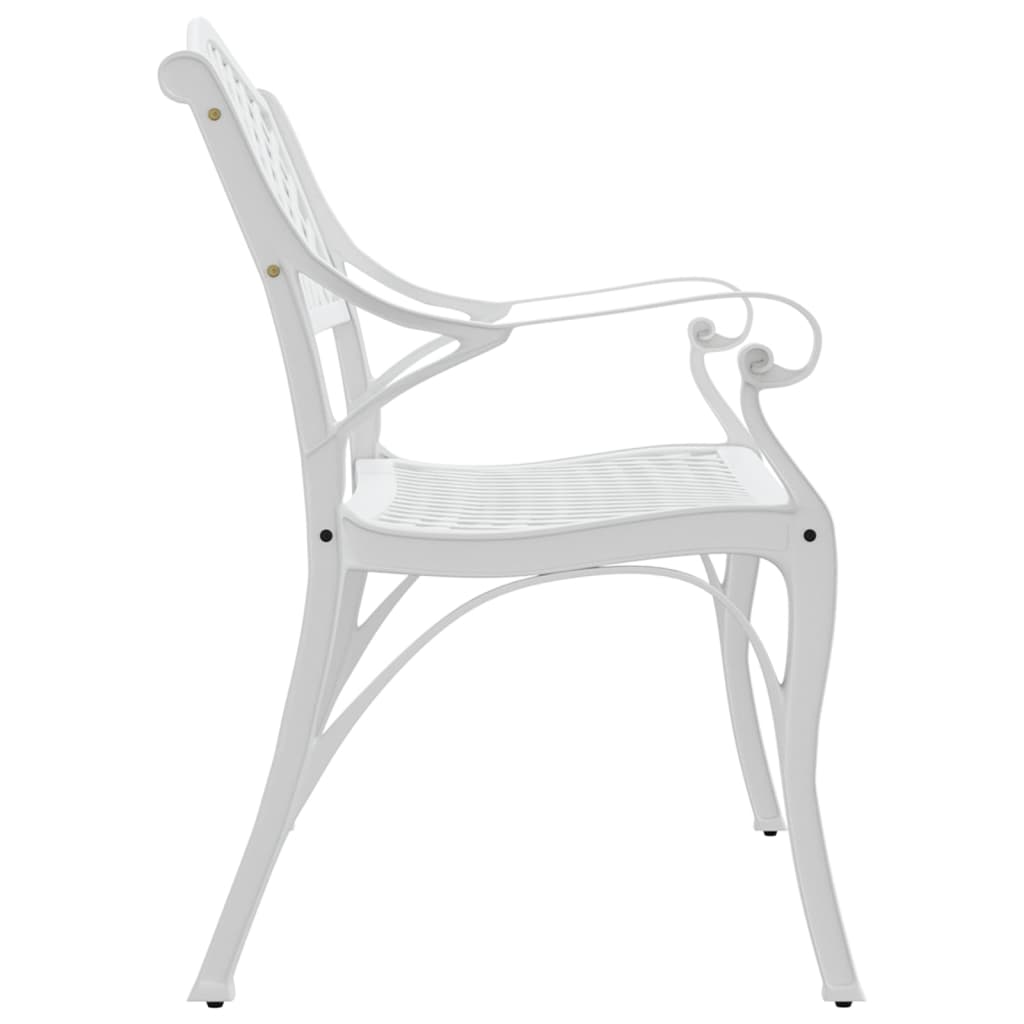 Elegant White Cast Aluminium Garden Bench, 102 cm Durable Design