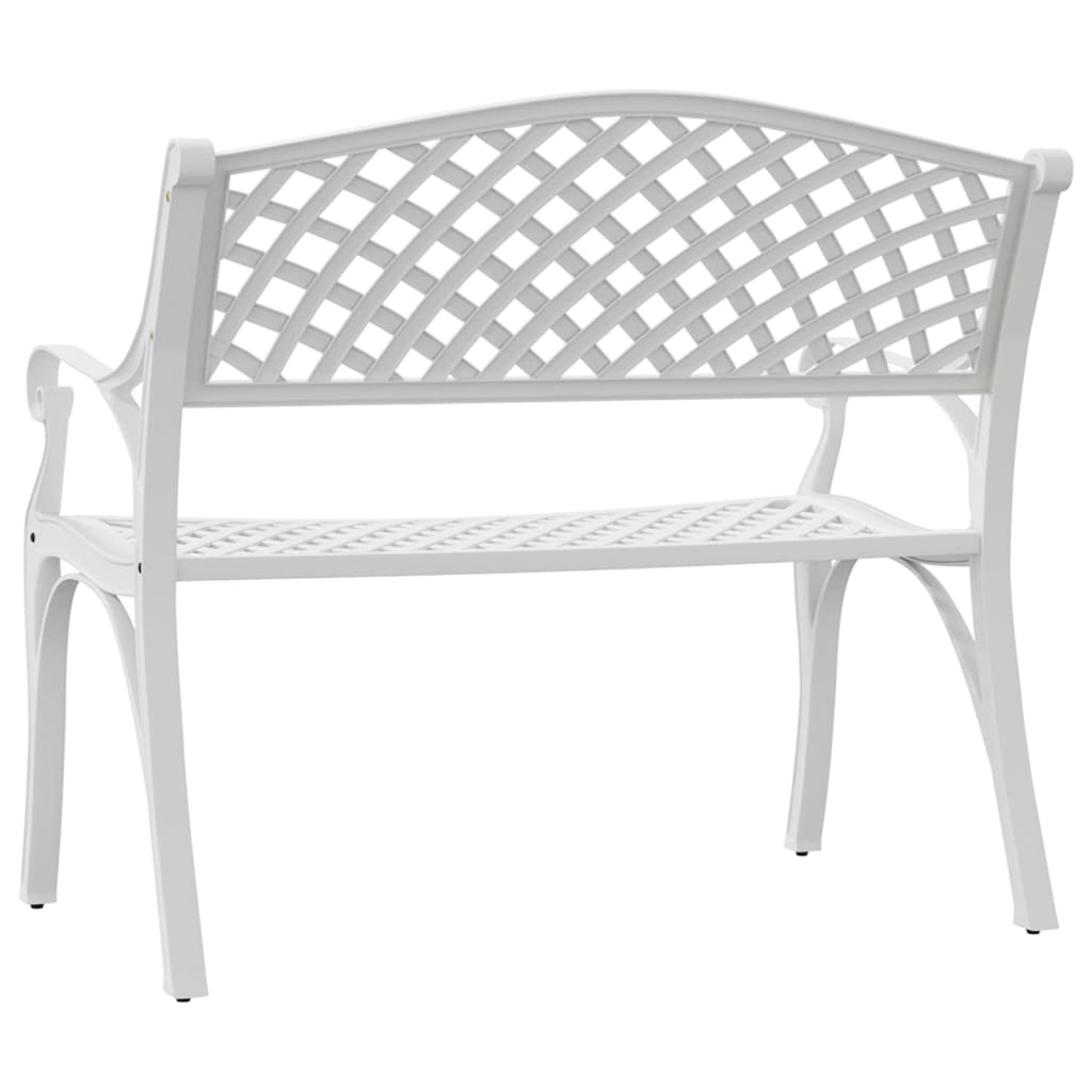 Elegant White Cast Aluminium Garden Bench, 102 cm Durable Design