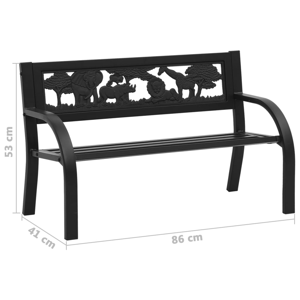 Durable Steel Children's Garden Bench - 86 cm, Weather-Resistant