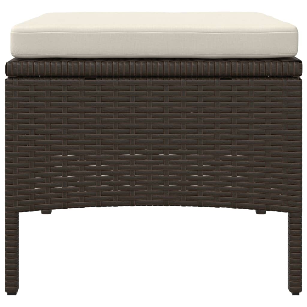 Brown Poly Rattan Garden Sofa Set - 2-Seater with Table & Stools