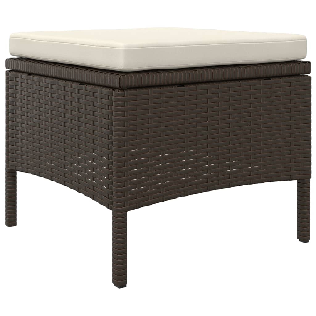 Brown Poly Rattan Garden Sofa Set - 2-Seater with Table & Stools