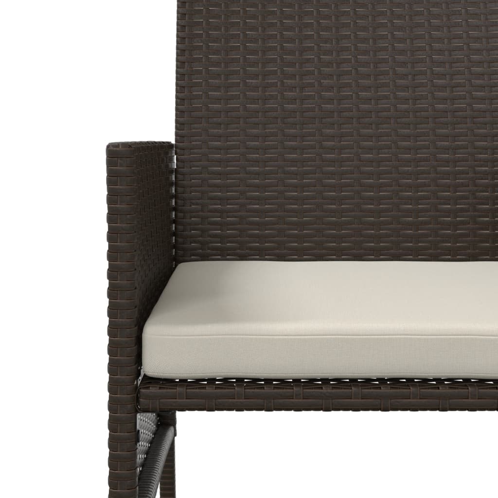 Brown Poly Rattan Garden Sofa Set - 2-Seater with Table & Stools