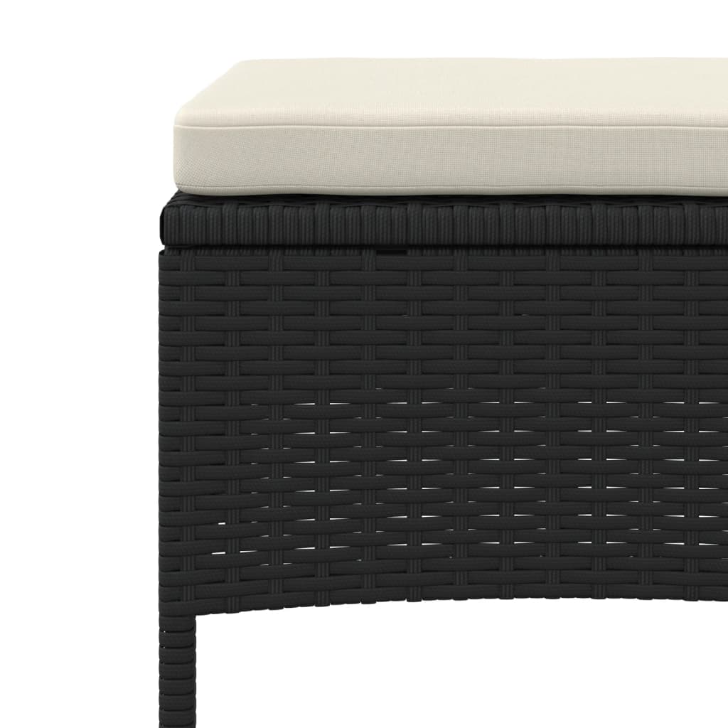 Black Poly Rattan 2-Seater Garden Sofa Set with Table & Stools