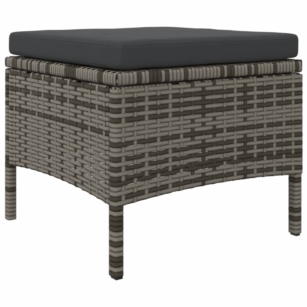 Grey Poly Rattan Garden Sofa Set: 2-Seater, Table & Stools