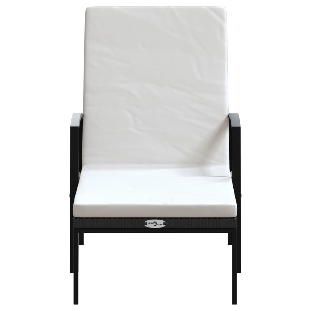 Black Poly Rattan Sun Loungers Set with Table - 2 pcs