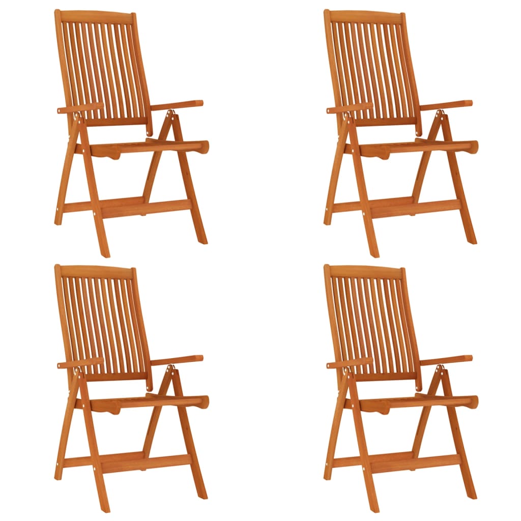4-Piece Folding Garden Chairs in Solid Eucalyptus Wood