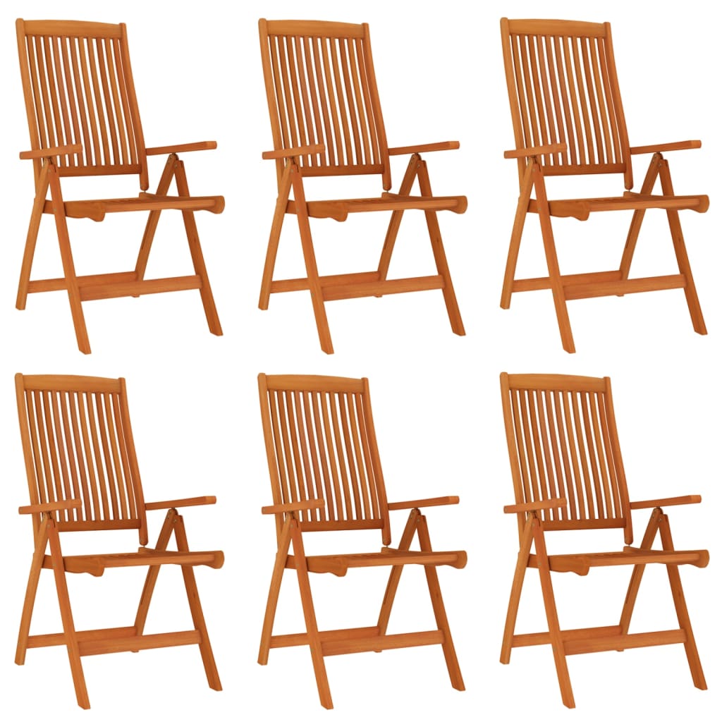 Set of 6 Eucalyptus Folding Garden Chairs - Solid Wood Build