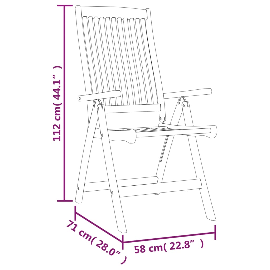 Set of 6 Eucalyptus Folding Garden Chairs - Solid Wood Build