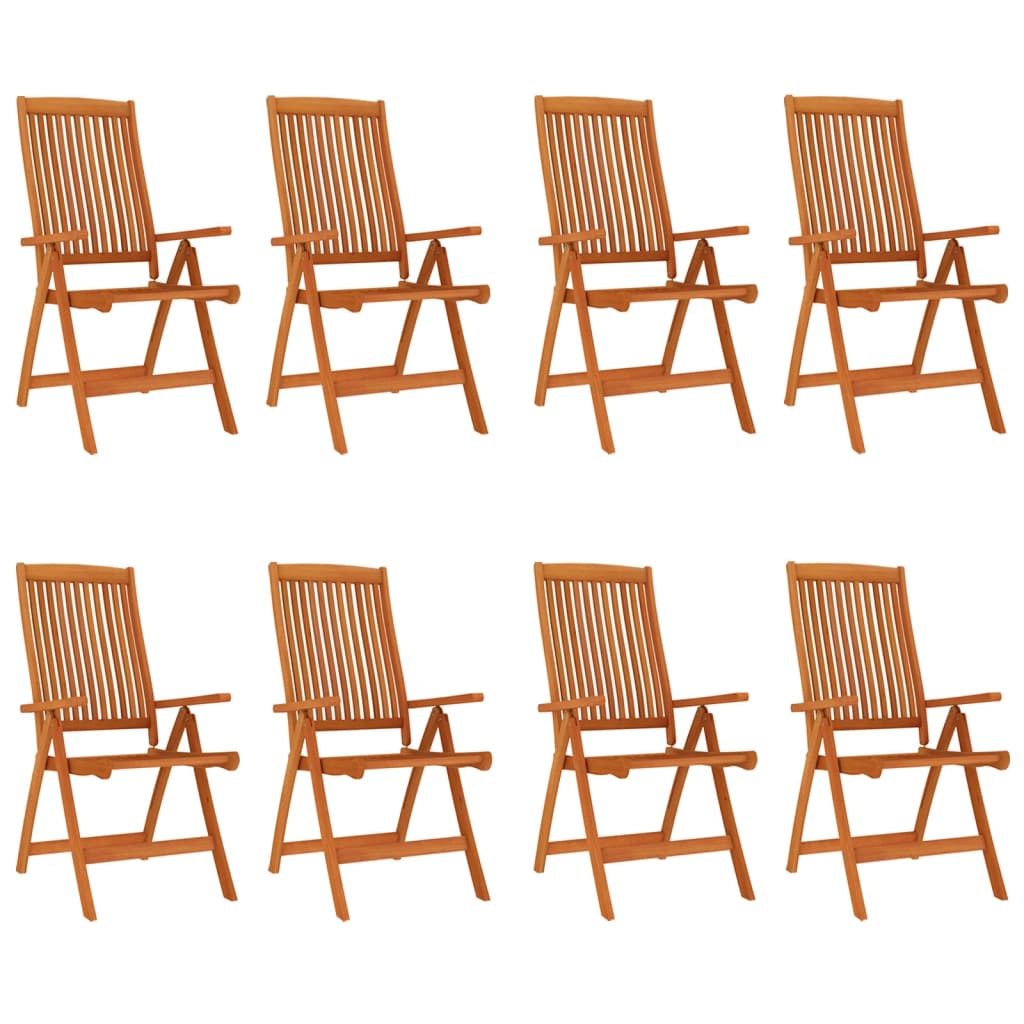 8-Piece Folding Garden Chairs Set - Solid Eucalyptus Wood