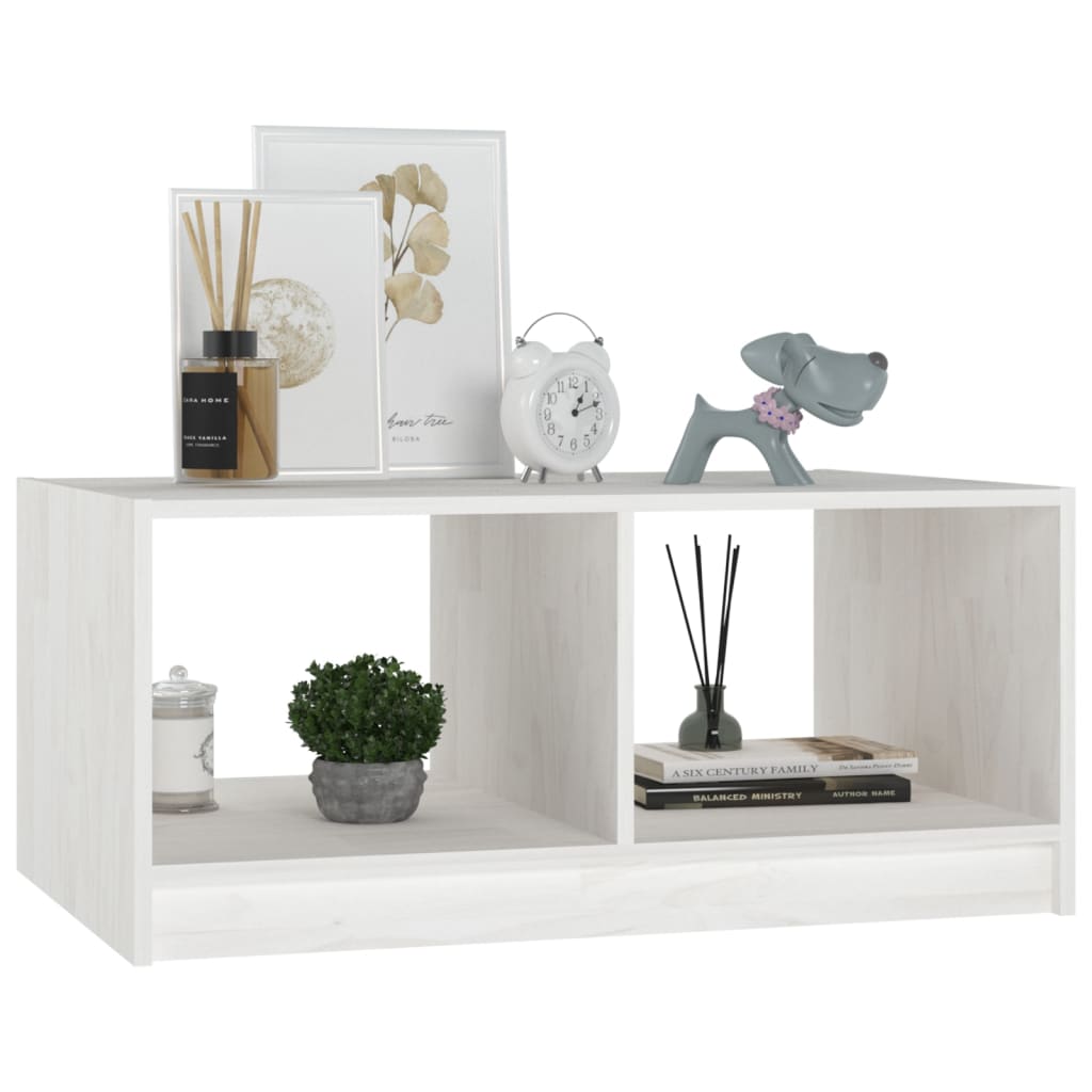 Coffee Table White 75x50x33.5 cm Solid Pinewood