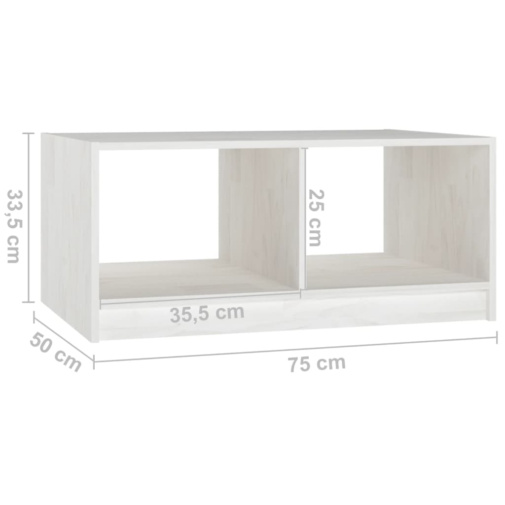 Coffee Table White 75x50x33.5 cm Solid Pinewood