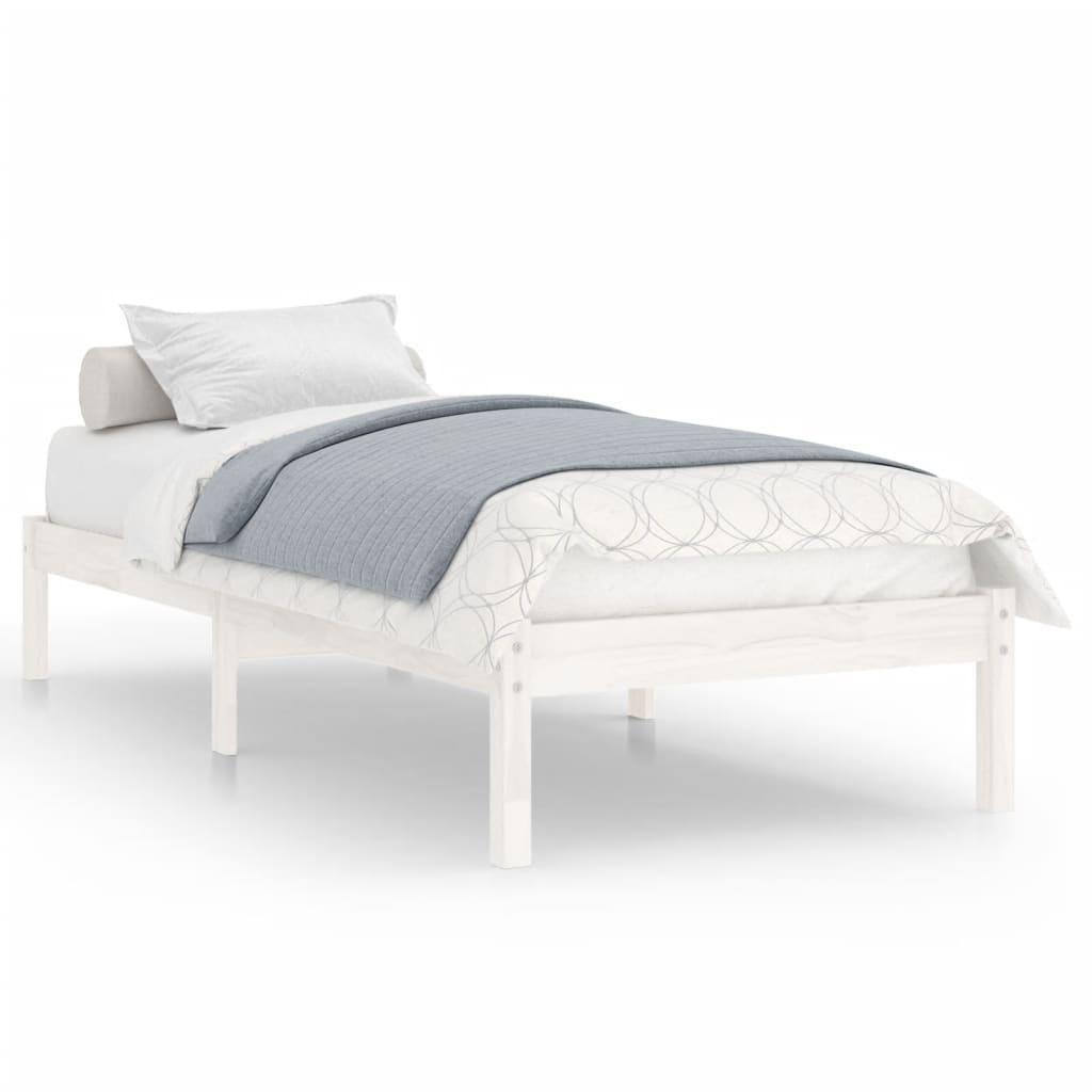 White Solid Wood Bed Frame 90x200 cm - vidaXL 810003 (No Mattress)