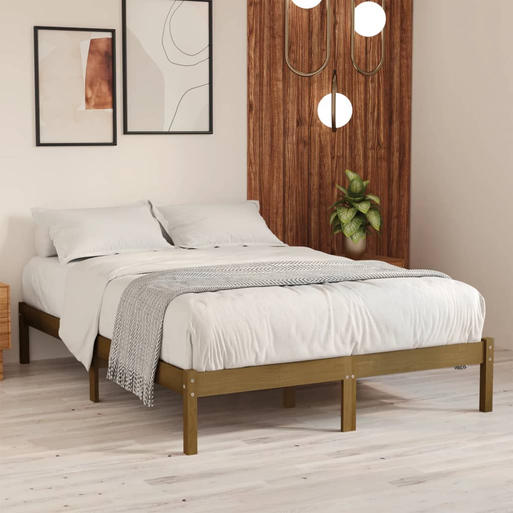 Honey Brown Solid Wood Bed Frame 200x200 cm | vidaXL 810040