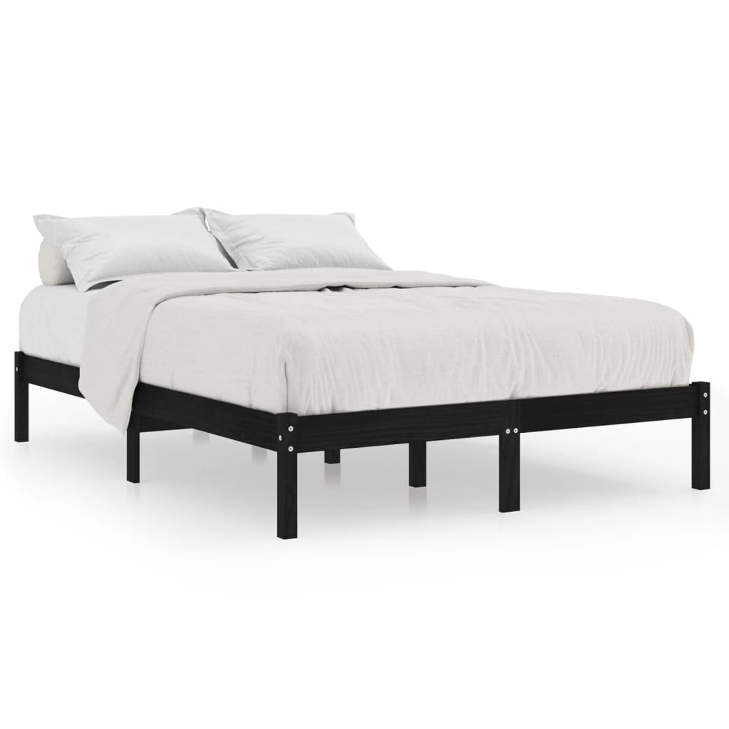 Black Solid Wood Bed Frame 200x200 cm - 810041 vidaXL (No Mattress)