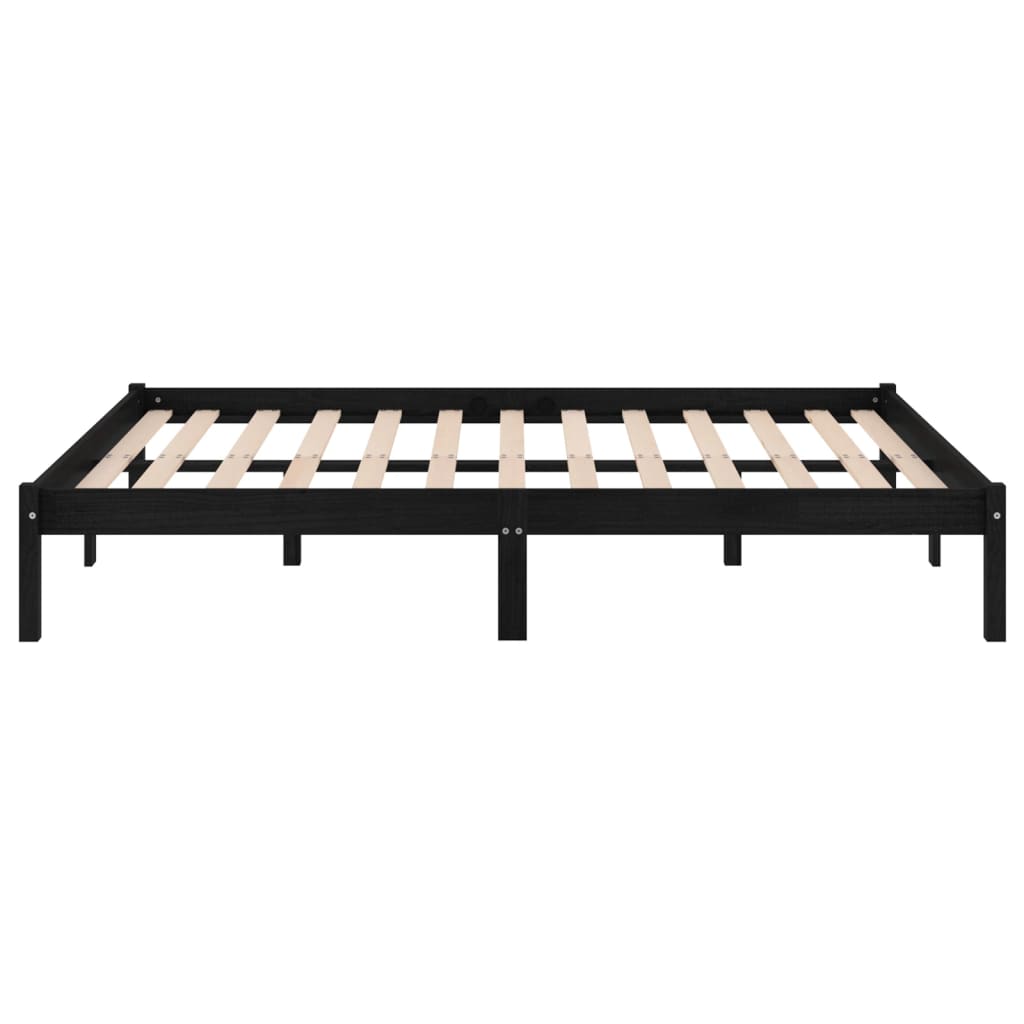 Black Solid Wood Bed Frame 200x200 cm - 810041 vidaXL (No Mattress)