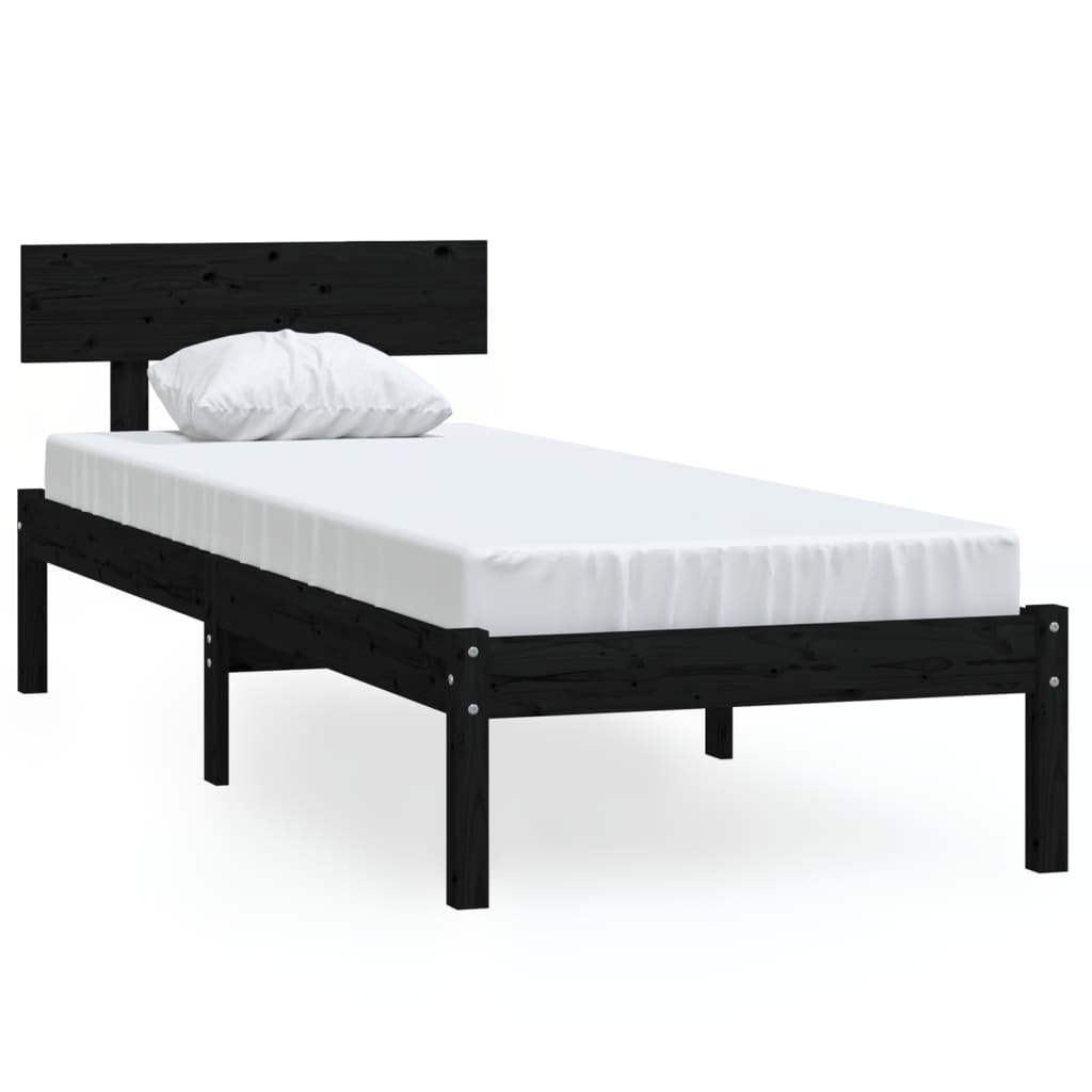 Black Solid Wood Small Single Bed Frame - Without Mattress