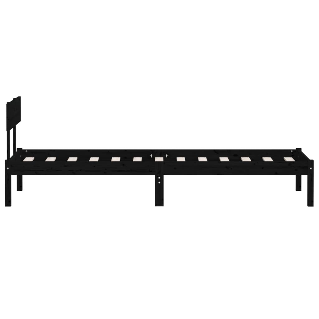 Black Solid Pine Single Bed Frame - No Mattress Included
