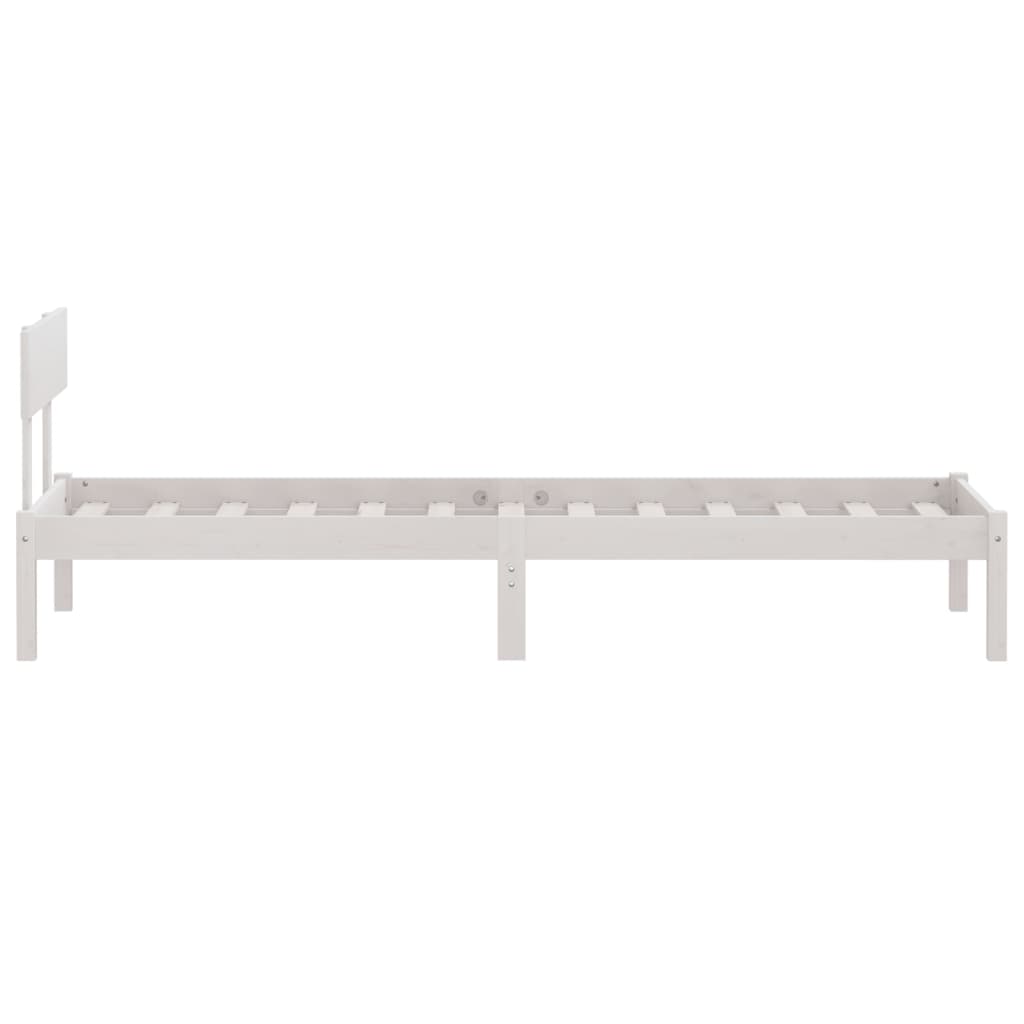 Solid Wood White Bed Frame, 100x200 cm, No Mattress Included