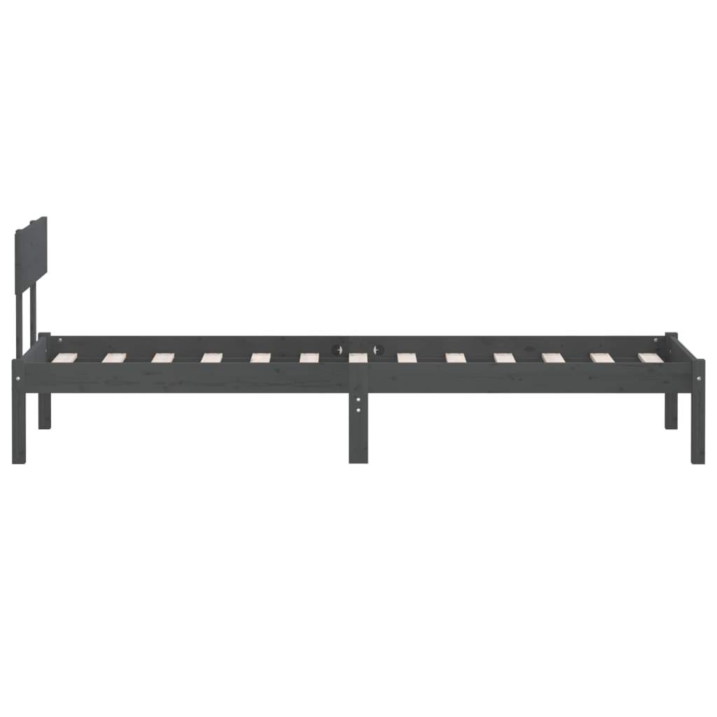 Solid Wood Grey Bed Frame 100x200 cm - Without Mattress