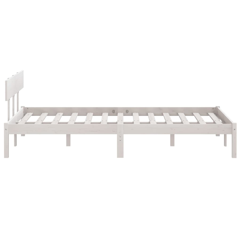 White Solid Wood Bed Frame 160x200 cm - Mattress Not Included