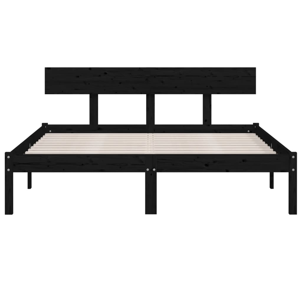 Black Solid Wood Bed Frame 160x200 cm - Mattress Not Included