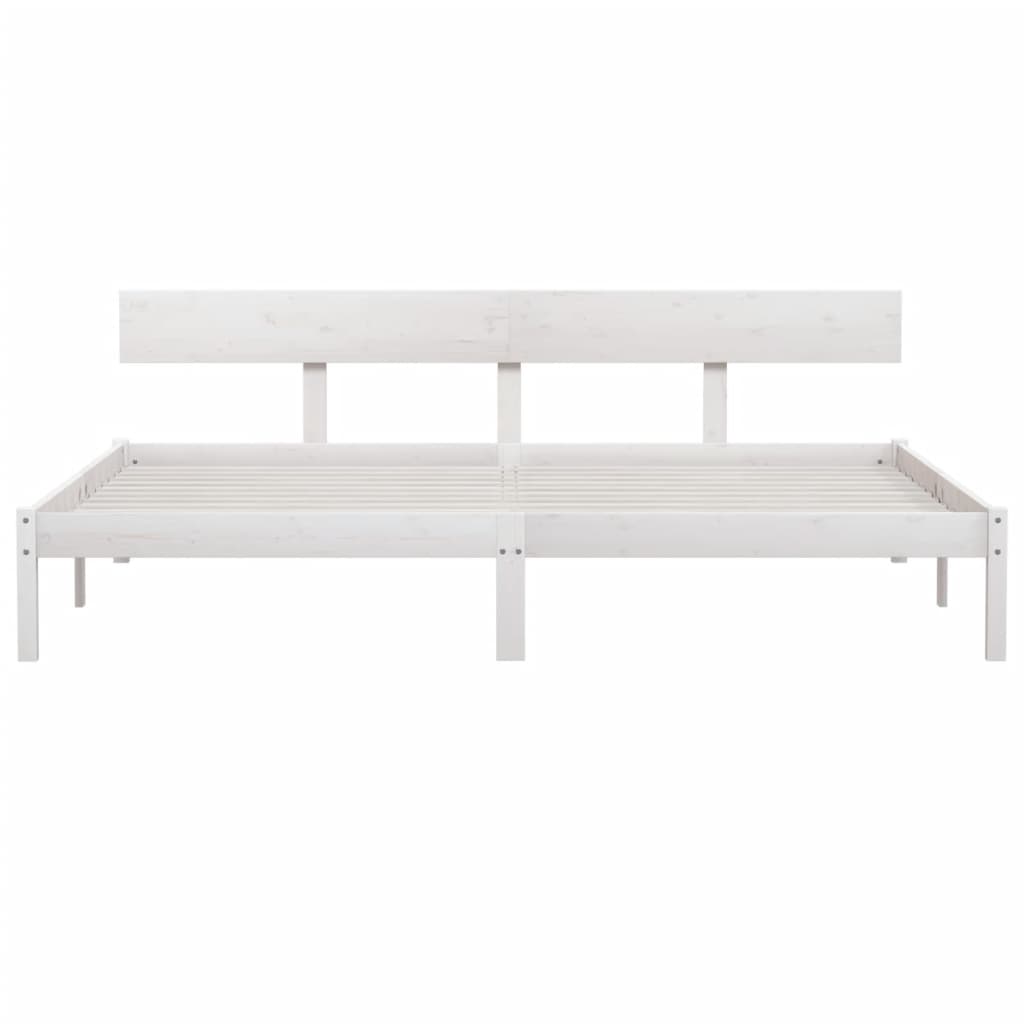 Solid Wood Super King Bed Frame - White Finish, No Mattress