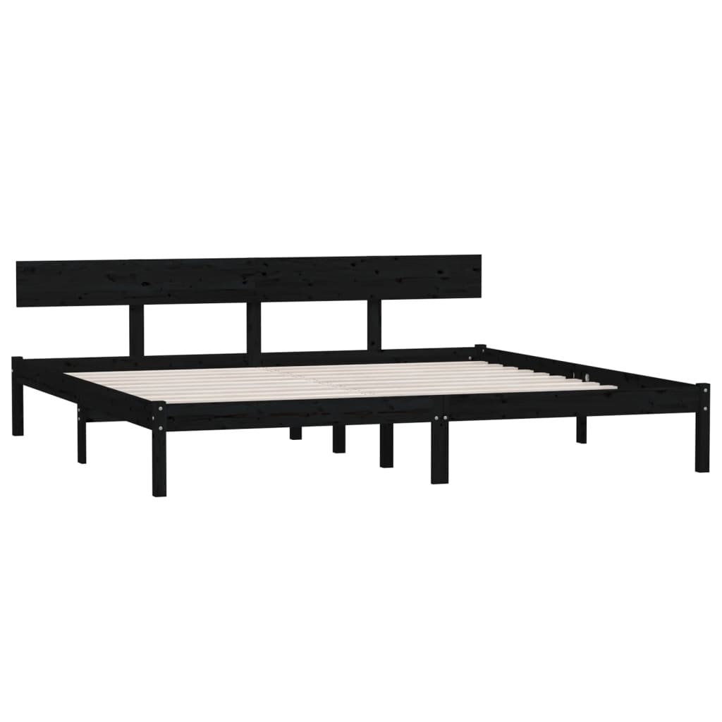 Super King Black Solid Wood Bed Frame - No Mattress Included