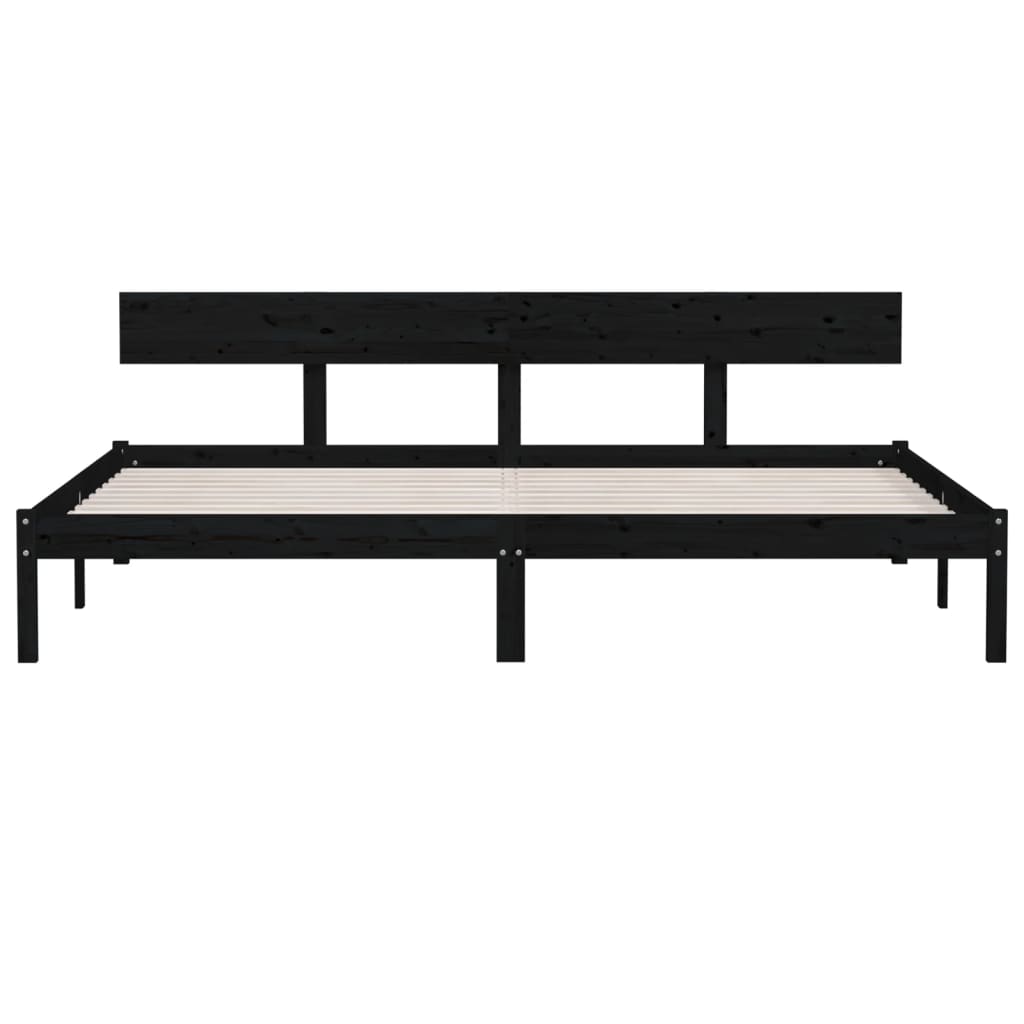 Super King Black Solid Wood Bed Frame - No Mattress Included