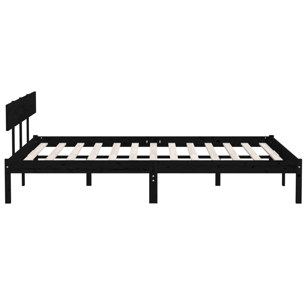 Super King Black Solid Wood Bed Frame - No Mattress Included