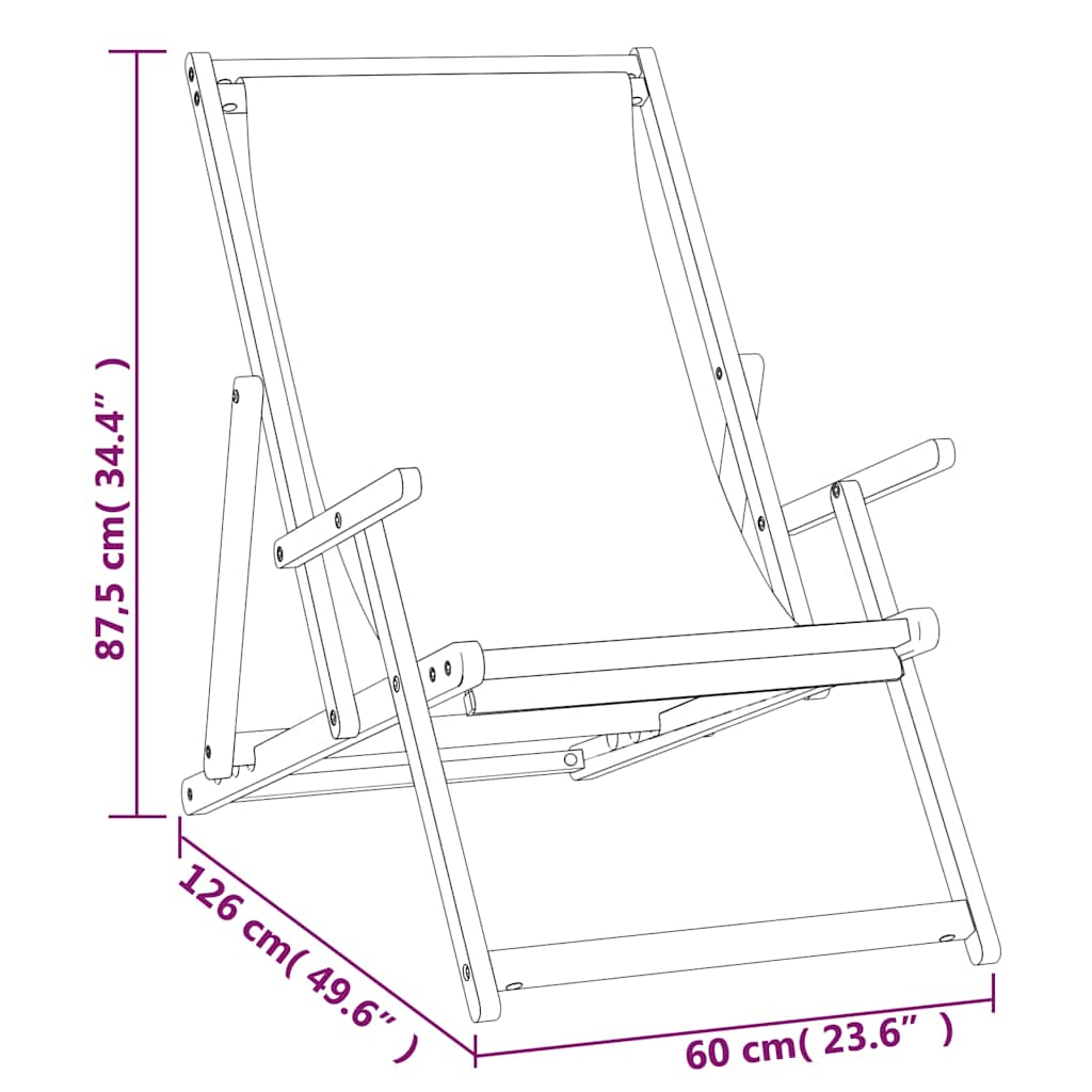 Teak Folding Beach Chair - Solid Wood, Blue Upholstery