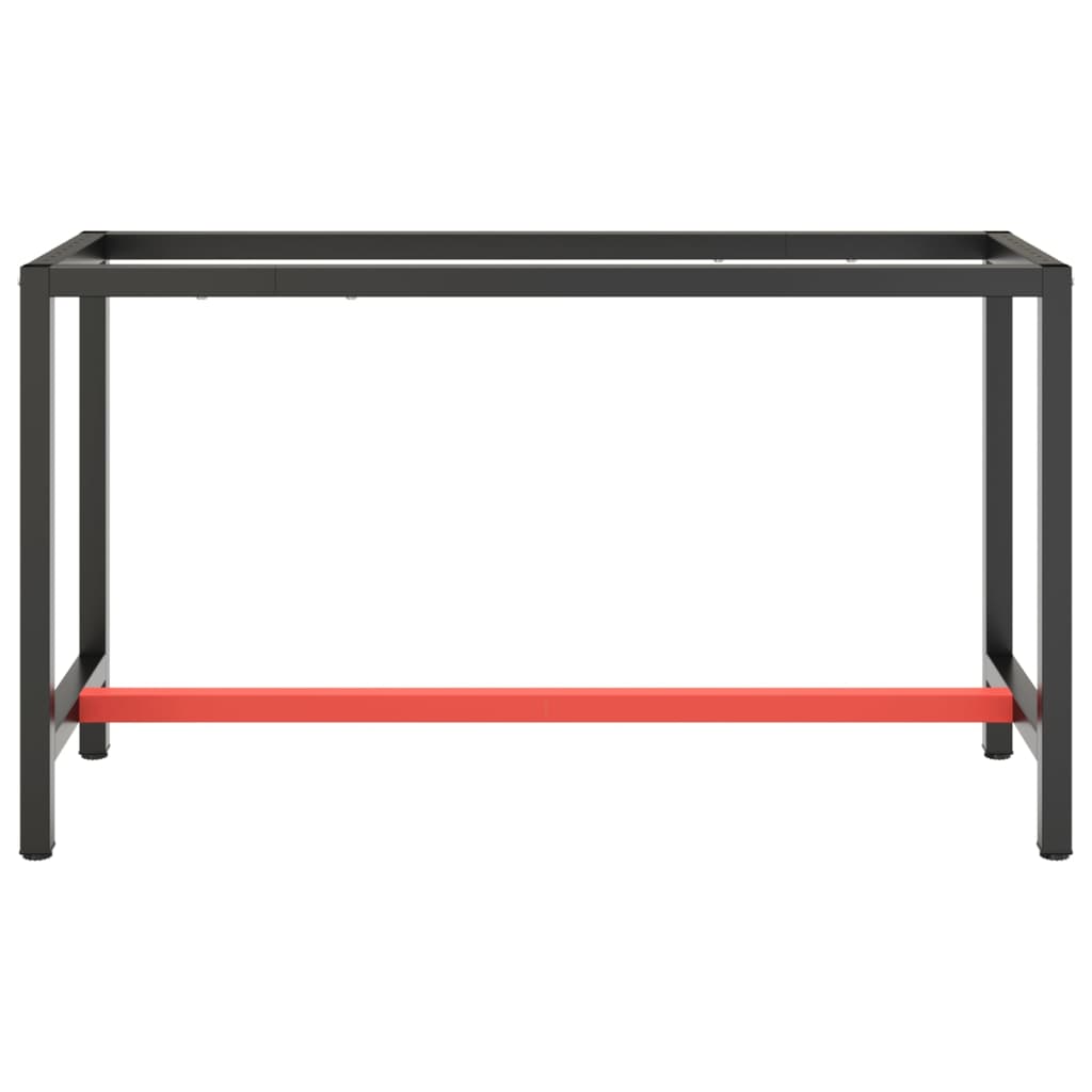 Metal Work Bench Frame: Matte Black & Red, 140x50x79 cm