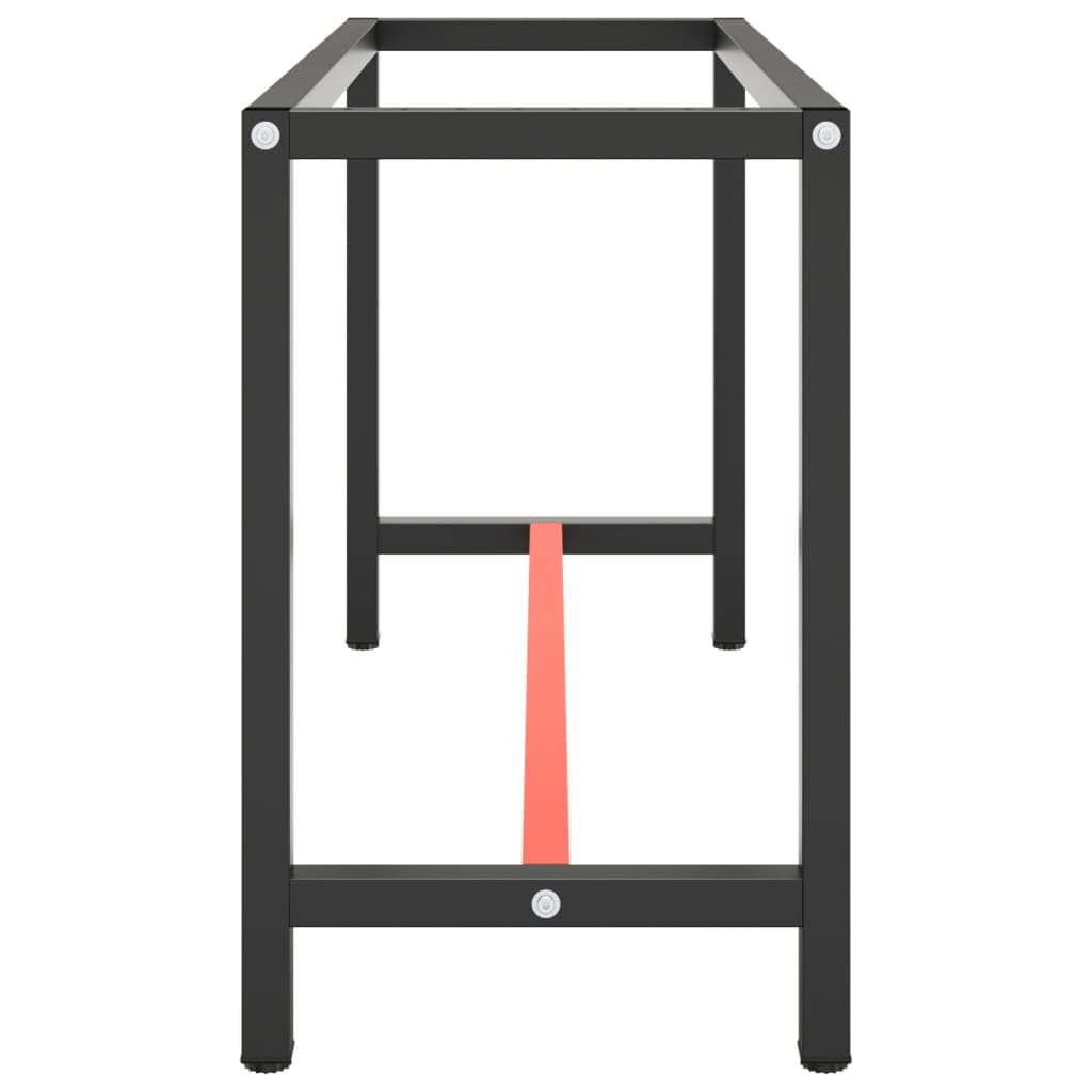 Metal Work Bench Frame: Matte Black & Red, 140x50x79 cm