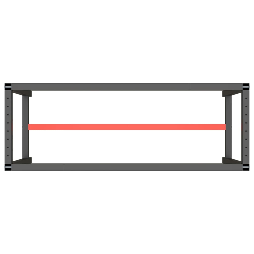 Metal Work Bench Frame: Matte Black & Red, 140x50x79 cm